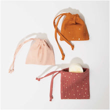 Lade das Bild in den Galerie-Viewer, Musselin Double Gauze altrosa rosa Punkte metallic