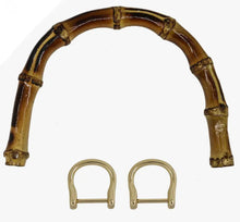 Lade das Bild in den Galerie-Viewer, Taschengriff Bambus braun mit goldenen Karabinern