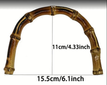 Lade das Bild in den Galerie-Viewer, Taschengriff Bambus braun mit goldenen Karabinern