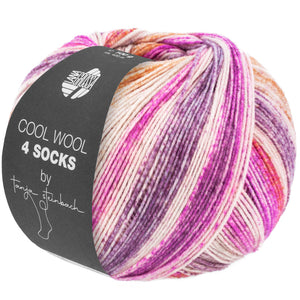 Lana Grossa Cool Wool for socks Farb-Nr. 7761, Rost/Hellbeige/Cognac/Brombeer/Fuchsia/Weinrot/Hellgrau 100g