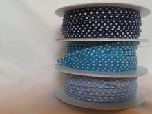 Lade das Bild in den Galerie-Viewer, Paspelband 10mm dunkelblau mit Punkten