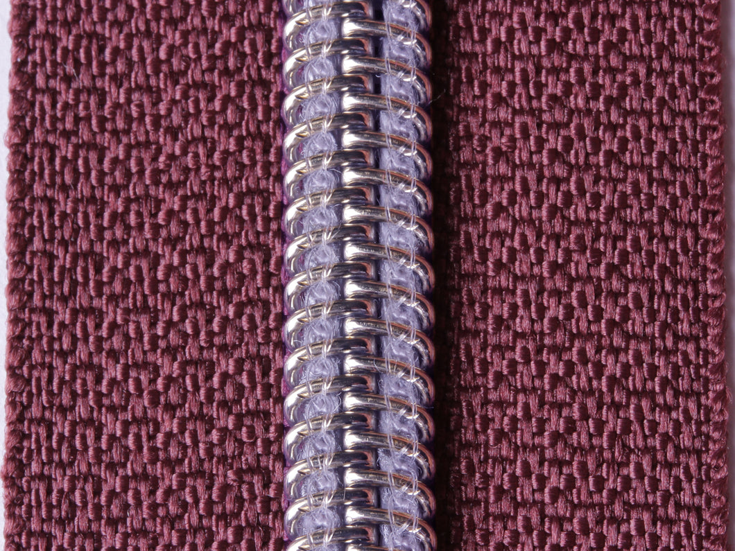 Endlos-Reißverschluss metallisierter Reißverschluss silber braun
