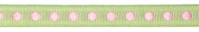 Ripsband 10mm Punkte grün/rosa