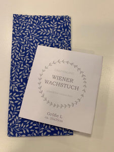 Wiener Wachstuch Gr. L Blumenranken dunkelblau