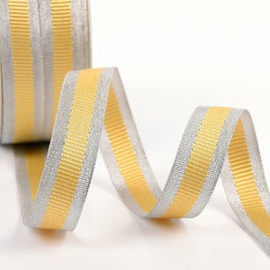 Ripsband 19mm silber/gelb