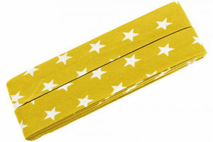 Baumwolle-Schrägband 3m Sterne gelb