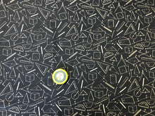 Lade das Bild in den Galerie-Viewer, Baumwollstoff technisches Zeichnen jeansblau Schule Geometrie
