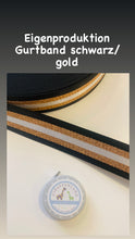 Lade das Bild in den Galerie-Viewer, Gurtband 40mm Streifen schwarz/gold beidseitig