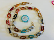 Taschenkette bunt/gold