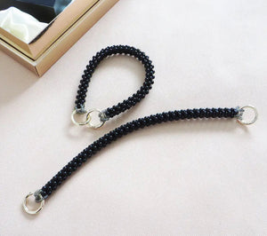 Taschengriff Perlen schwarz 30cm