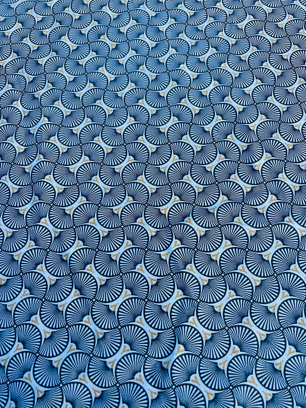 Wasserabweisender Stoff blau senf Fächer