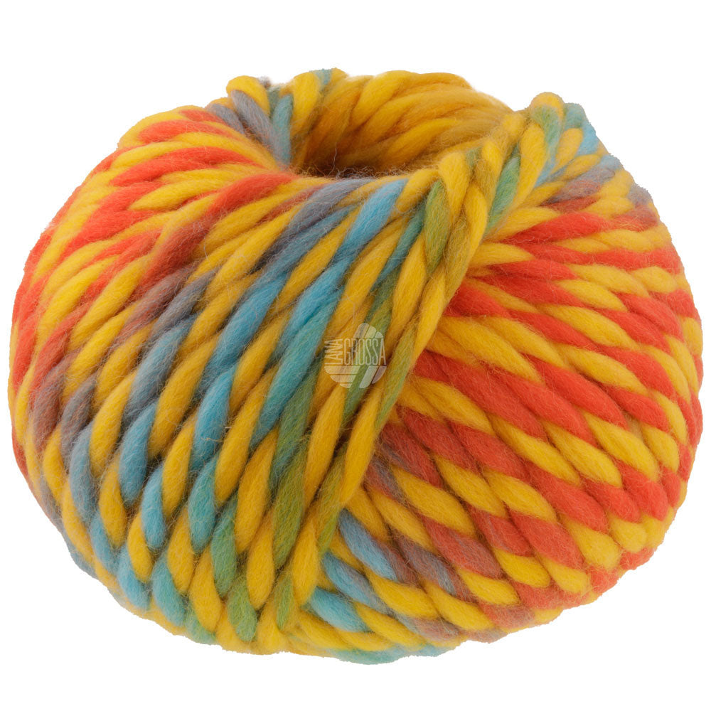 Lana Grossa Dolce Farb-Nr. 10, Gelb/Hellpetrol/Rostorange/Senfgelb 100g
