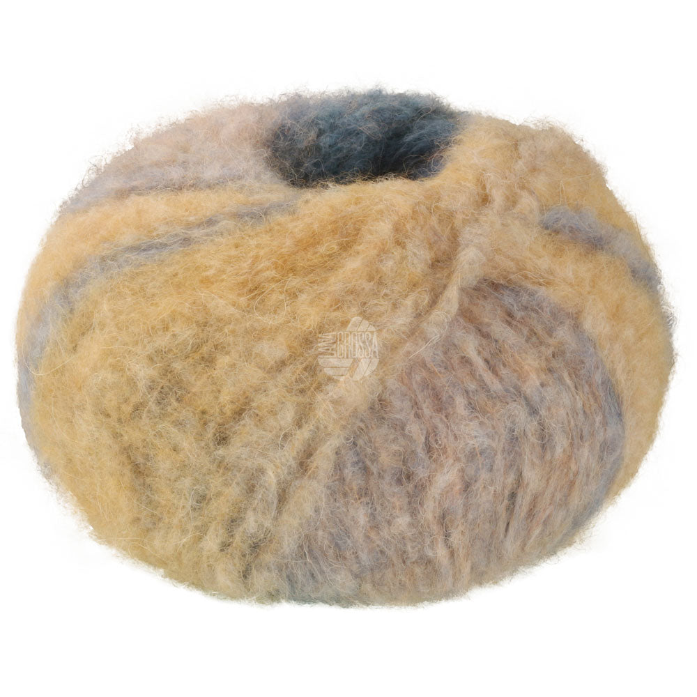 Lana Grossa Gigante Multi 50g, Farb-Nr. 101, Graublau/Beige/Graurot/Mandarin/Petrolgrün/Graugelb