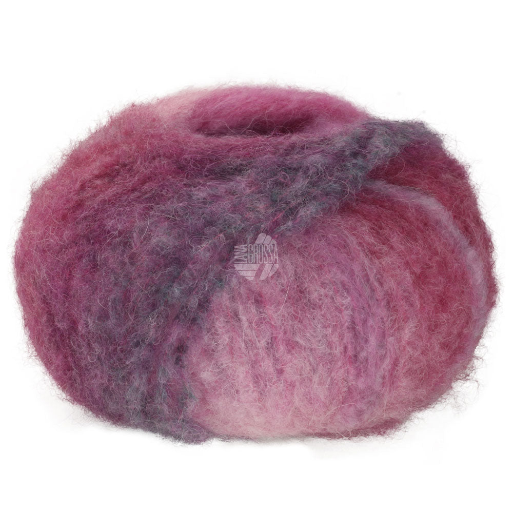Lana Grossa Gigante Multi 50g, Farb-Nr. 107, Mauve/Nelke/Pink/Jadegrün/Grau-/Weinrot/Brombeer/Veilchenblau