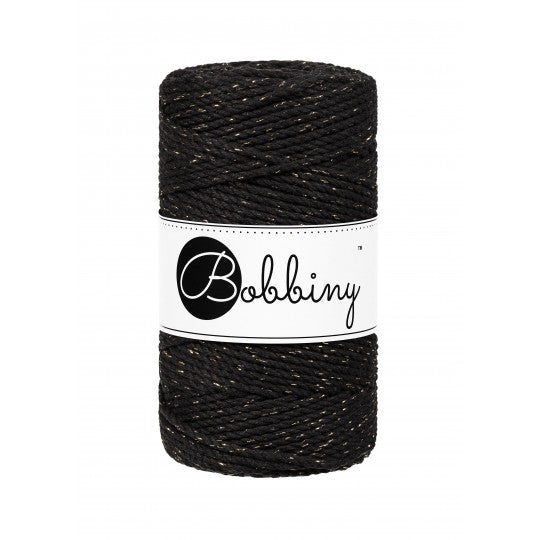 Bobbiny Makramee-Kordel, dreifach gedreht, 3 mm, GOLDEN BLACK