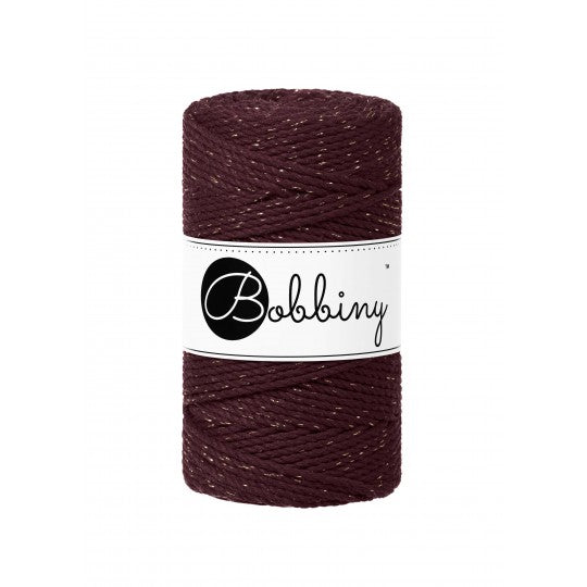 Bobbiny Makramee-Kordel, dreifach gedreht, 3 mm, GOLDEN BURGUNDY
