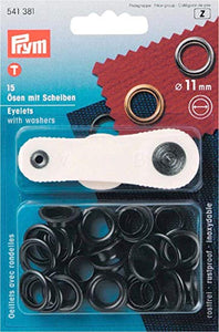 Prym Ösen mit Scheiben 11mm 15 Stk. brüniert