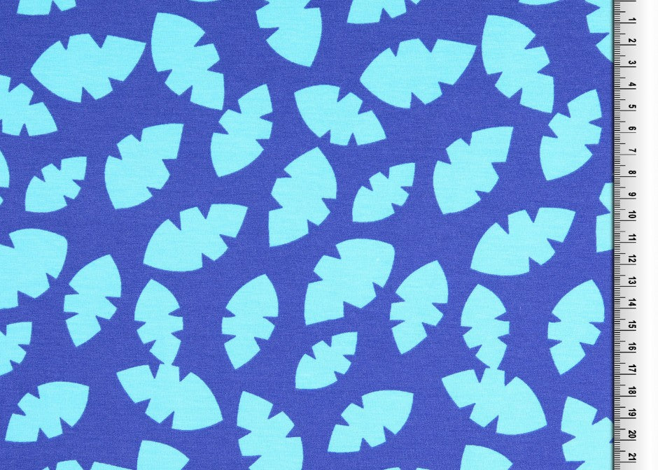 SALE -50% Jersey Blätter blau