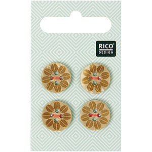 Rico Design Knöpfe Holz Blüte