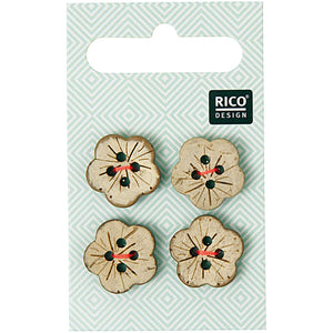 Rico Design Knöpfe Holz Blüten