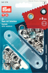 Prym Ösen mit Scheiben 8mm silber