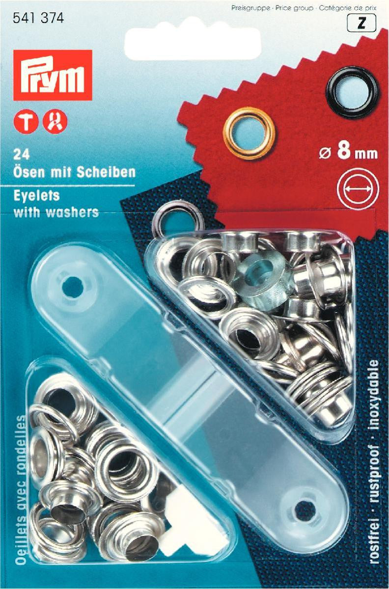 Prym Ösen mit Scheiben 8mm silber