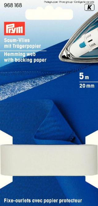 Prym Saumvlies mit Trägerpapier zum Einbügeln 20mm weiß