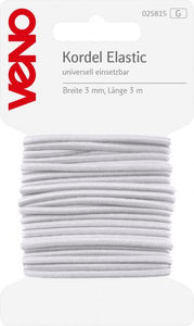 Gummikordel 3mm breit weiß 3m