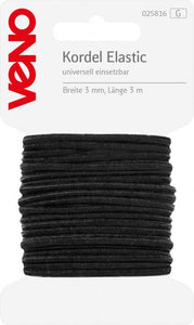 Gummikordel 3mm breit schwarz 3m