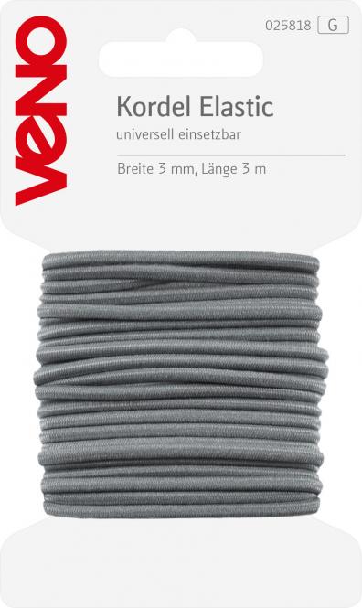 Gummikordel 3mm breit grau 3m