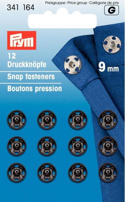 Prym Annäh-Druckknöpfe 9mm schwarz