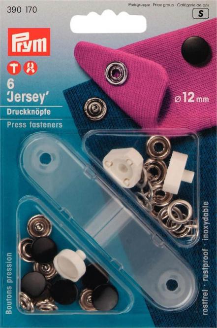 Prym Jersey-Druckknöpfe 12mm glatte Kappe schwarz
