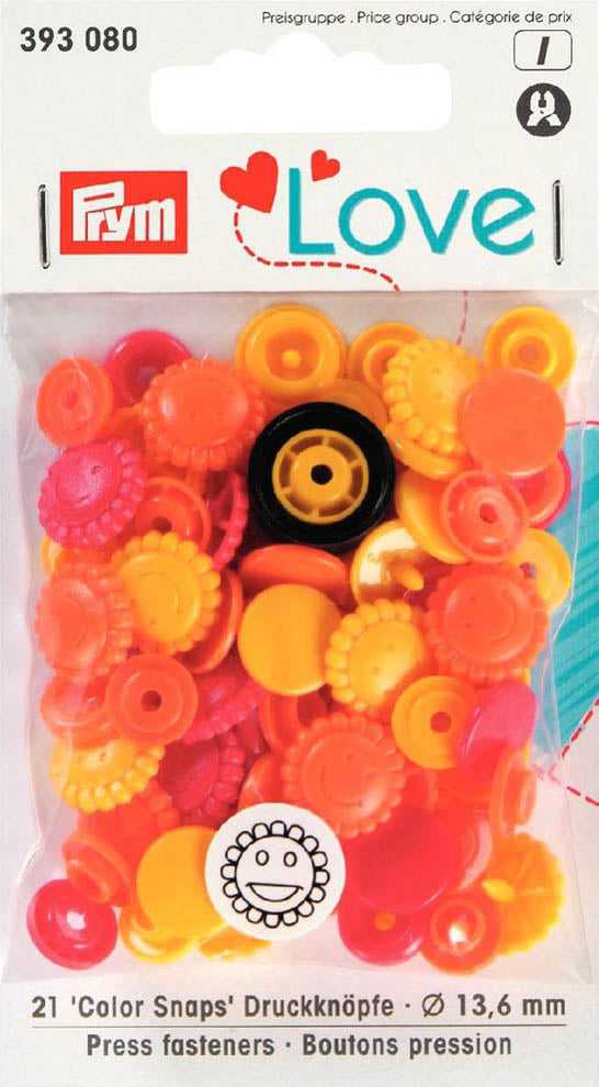 Prym Love Color Snaps Druckknöpfe 13,6mm Blume gelb/rot/gold