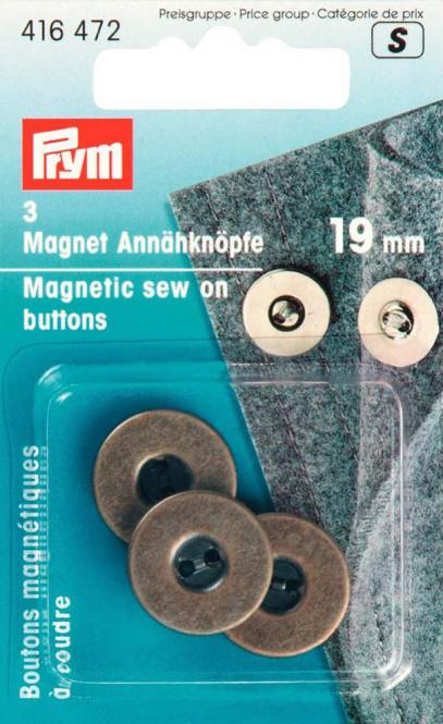 Prym Magnet-Annähknöpfe 19mm altmessing