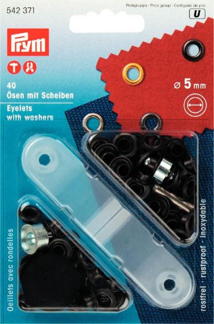 Prym Ösen mit Scheiben 5mm 40 Stk. brüniert