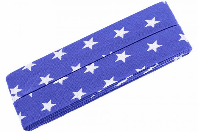 Baumwolle-Schrägband 3m Sterne blau