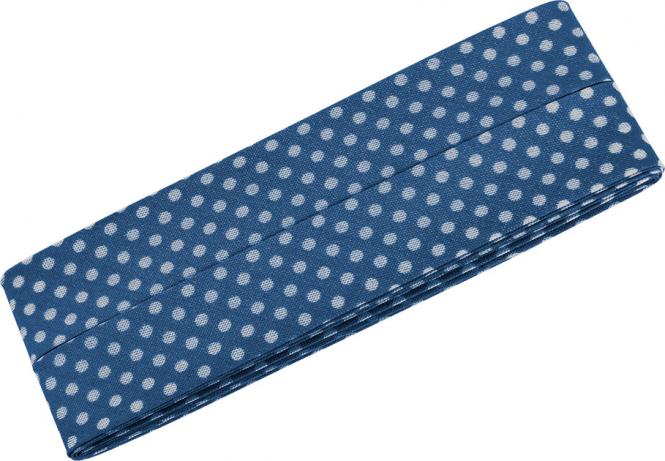 Baumwolle-Schrägband 3m Punkte blau