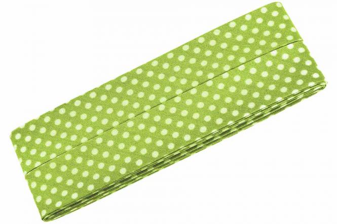 Baumwolle-Schrägband 3m Punkte hellgrün