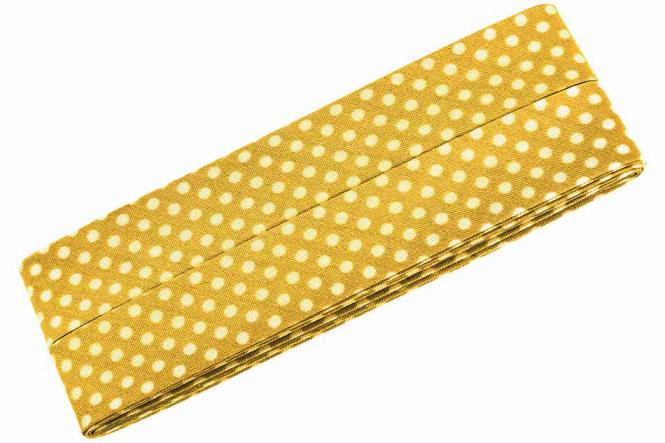 Baumwolle-Schrägband 3m Punkte gelb