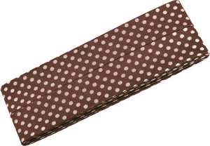 Baumwolle-Schrägband 3m Punkte dunkelrot braun
