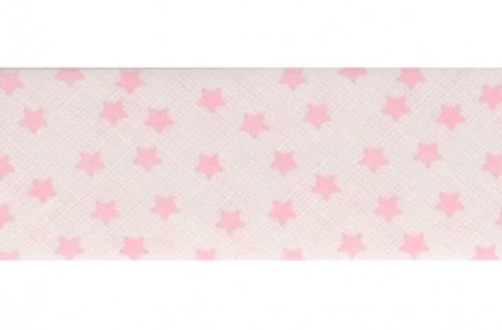 Schrägband Sterne weiß/rosa