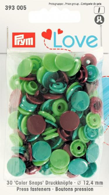 Prym Love Color Snaps Druckknöpfe 12,4mm grün-hellgrün-braun
