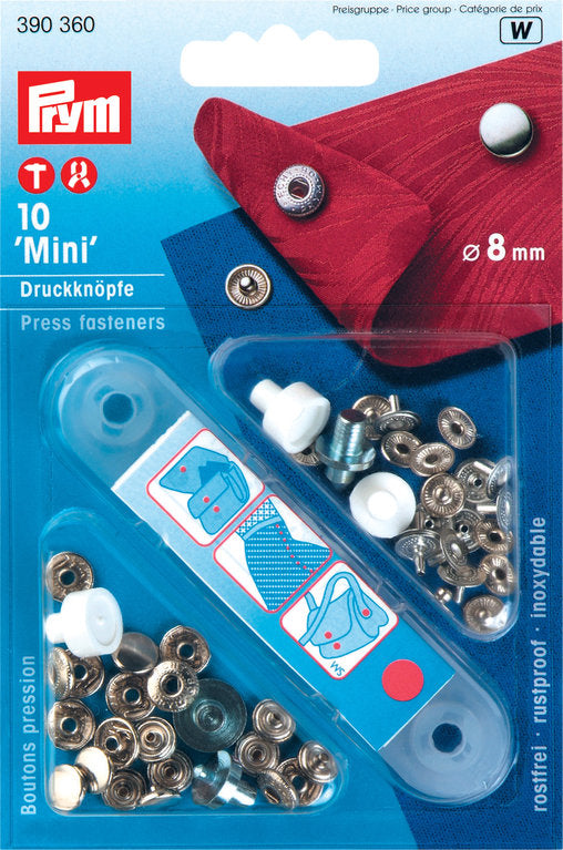 Prym Jersey-Druckknöpfe 8mm 10 Stk. Kappe Mini Silber
