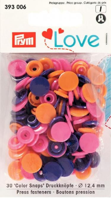 Prym Love Color Snaps Druckknöpfe 12,4mm orange-pink-violett