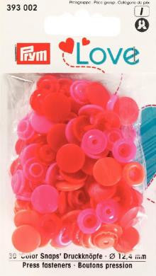 Prym Love Color Snaps Druckknöpfe 12,4mm rot-orange-pink