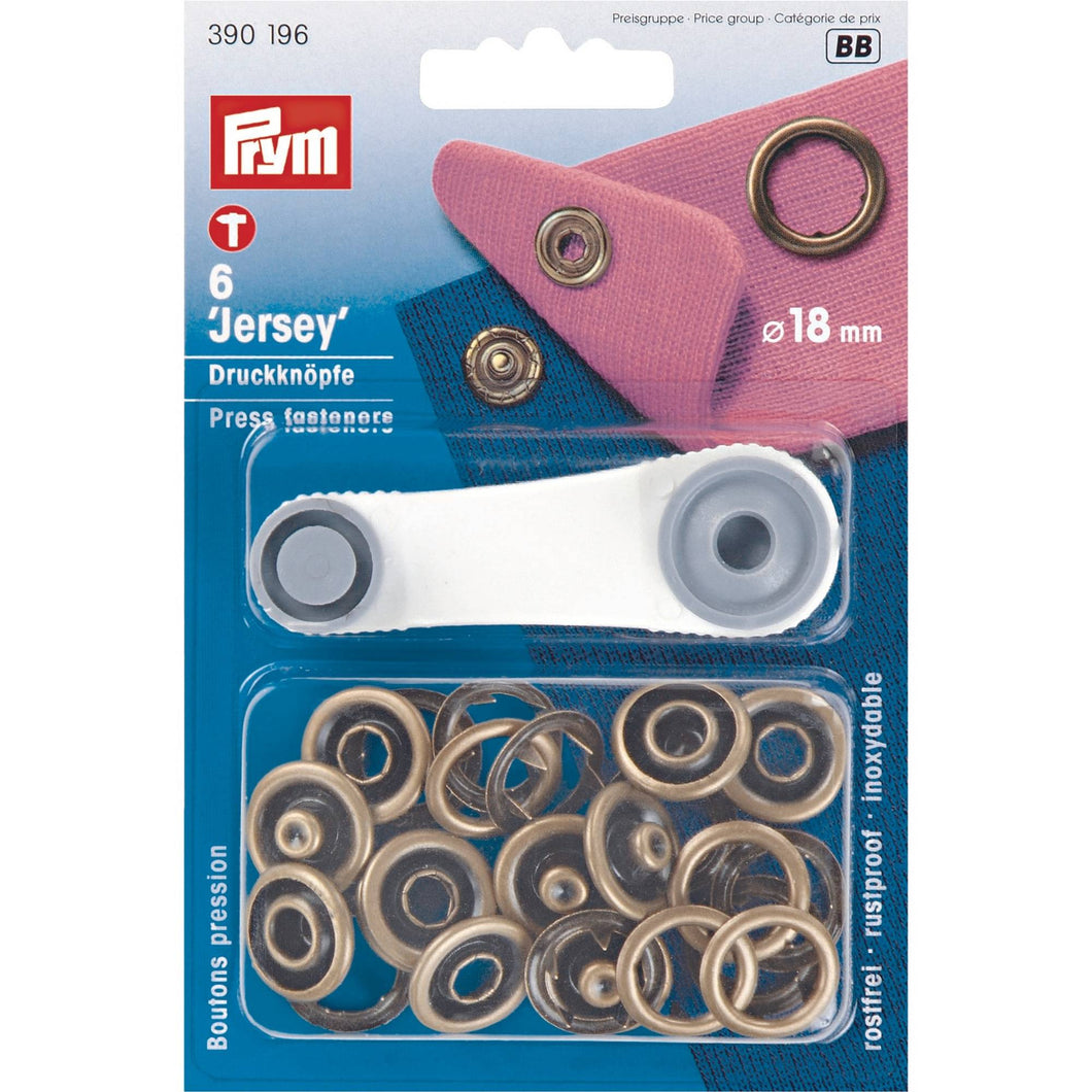 Prym Jersey-Druckknöpfe 18mm 6 Stk. altmessing