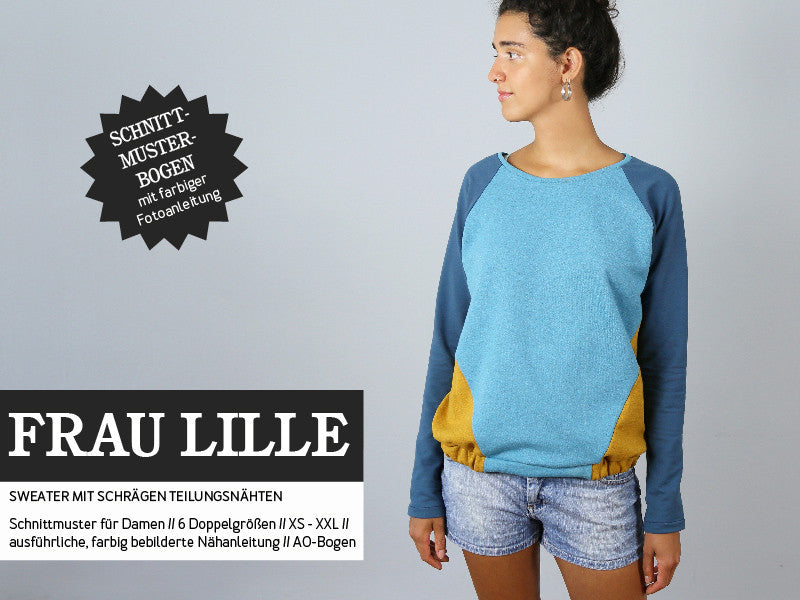 Schnittreif - Frau Lille- Raglansweater mit schrägen Teilungsnähten