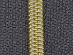 Endlos-Reißverschluss metallisiert 6,5mm gold/dunkelgrau