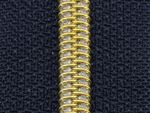 Endlos-Reißverschluss metallisiert 6,5mm gold/indigo