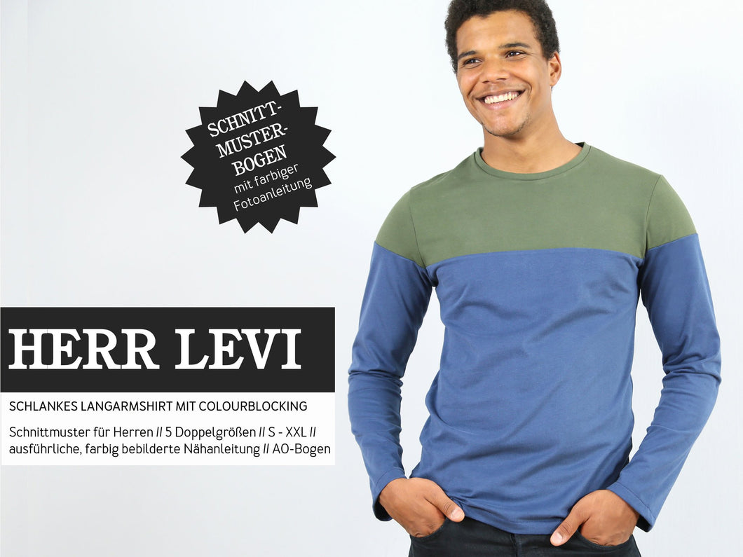 Schnittreif - Herr Levi- Schlankes Langarmshirt mit Colorblocking für Herren